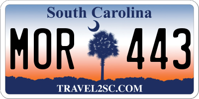 SC license plate MOR443