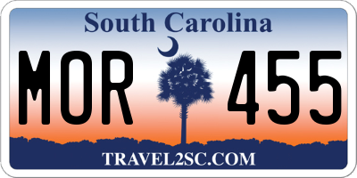 SC license plate MOR455