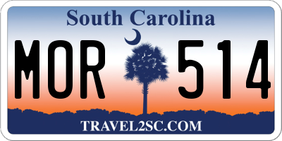 SC license plate MOR514