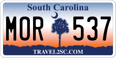 SC license plate MOR537