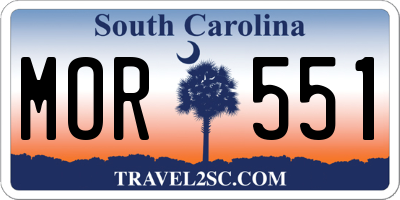 SC license plate MOR551