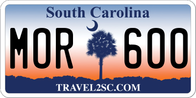 SC license plate MOR600