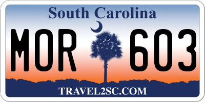 SC license plate MOR603
