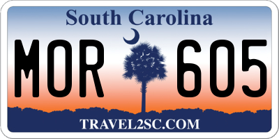 SC license plate MOR605