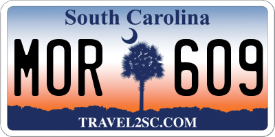 SC license plate MOR609