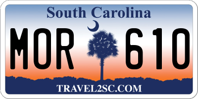 SC license plate MOR610