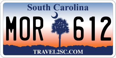 SC license plate MOR612