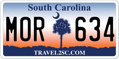 SC license plate MOR634