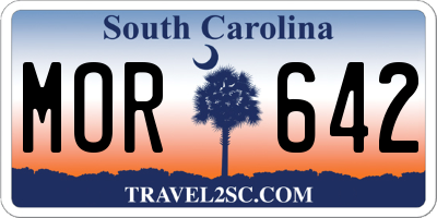 SC license plate MOR642