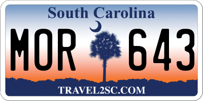 SC license plate MOR643