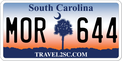 SC license plate MOR644