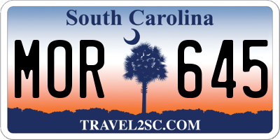 SC license plate MOR645