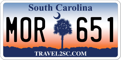 SC license plate MOR651