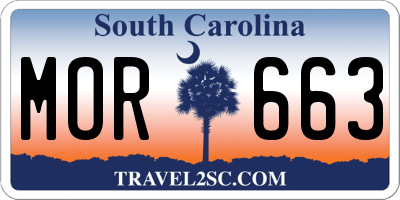 SC license plate MOR663