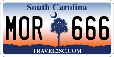 SC license plate MOR666