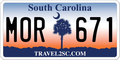 SC license plate MOR671