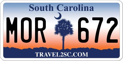SC license plate MOR672