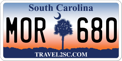 SC license plate MOR680