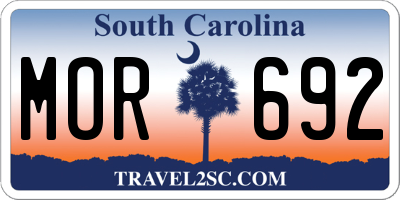 SC license plate MOR692