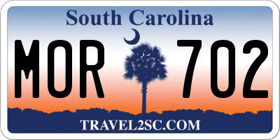 SC license plate MOR702