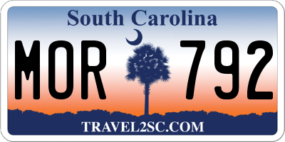 SC license plate MOR792
