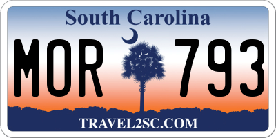 SC license plate MOR793
