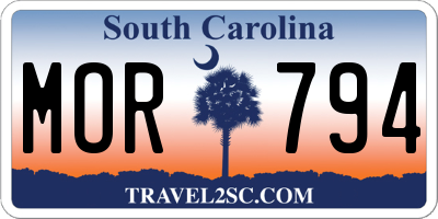 SC license plate MOR794