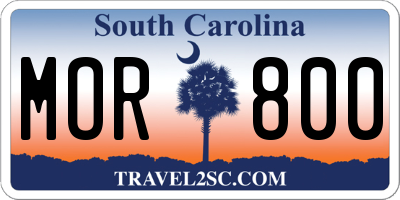 SC license plate MOR800