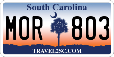 SC license plate MOR803