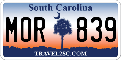 SC license plate MOR839