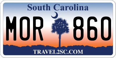 SC license plate MOR860