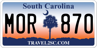 SC license plate MOR870