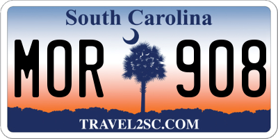 SC license plate MOR908