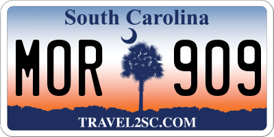 SC license plate MOR909