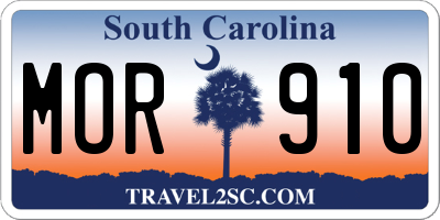 SC license plate MOR910