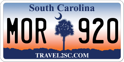 SC license plate MOR920