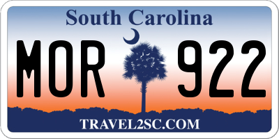 SC license plate MOR922