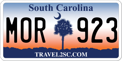 SC license plate MOR923