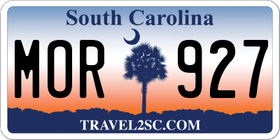 SC license plate MOR927