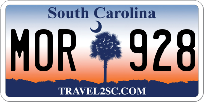 SC license plate MOR928
