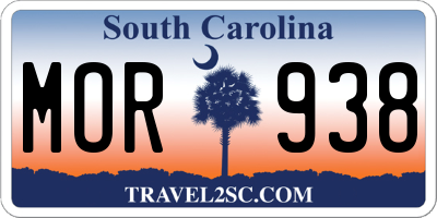 SC license plate MOR938