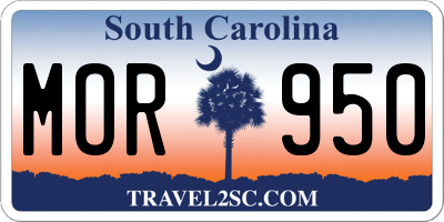 SC license plate MOR950