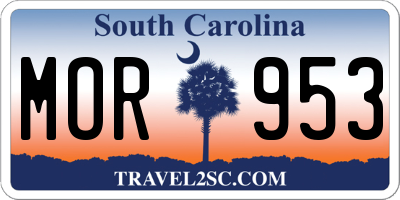SC license plate MOR953