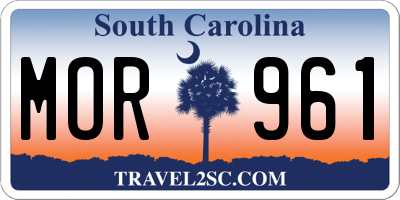 SC license plate MOR961
