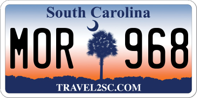 SC license plate MOR968