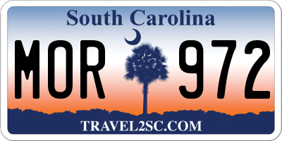 SC license plate MOR972