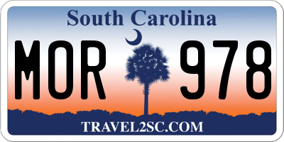 SC license plate MOR978