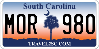 SC license plate MOR980