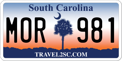 SC license plate MOR981