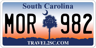 SC license plate MOR982